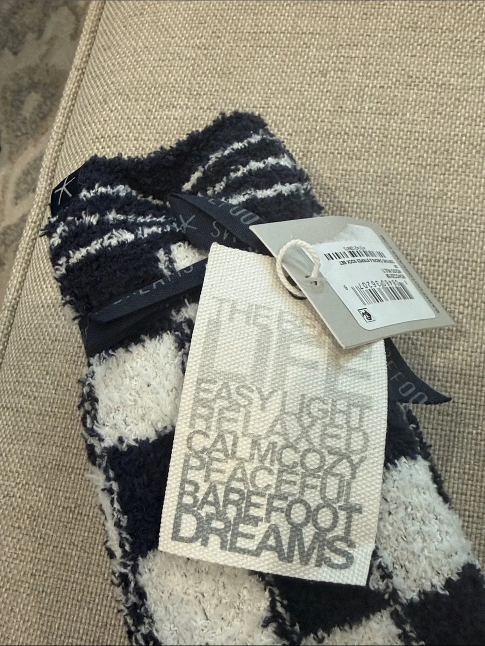NWT • Barefoot Dreams • Cozy Chic Checks & Stripes Sock Set • Indigo Multi